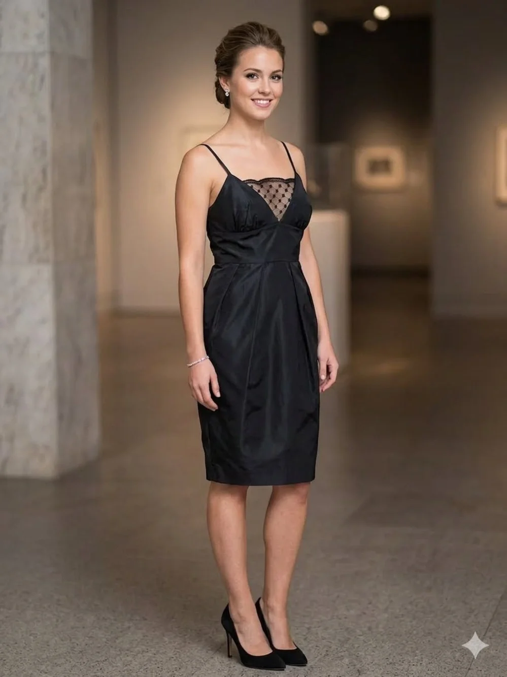 J.CREW Adrienne Black 100% Silk Lace Trim Cocktail Dress, Size US 4